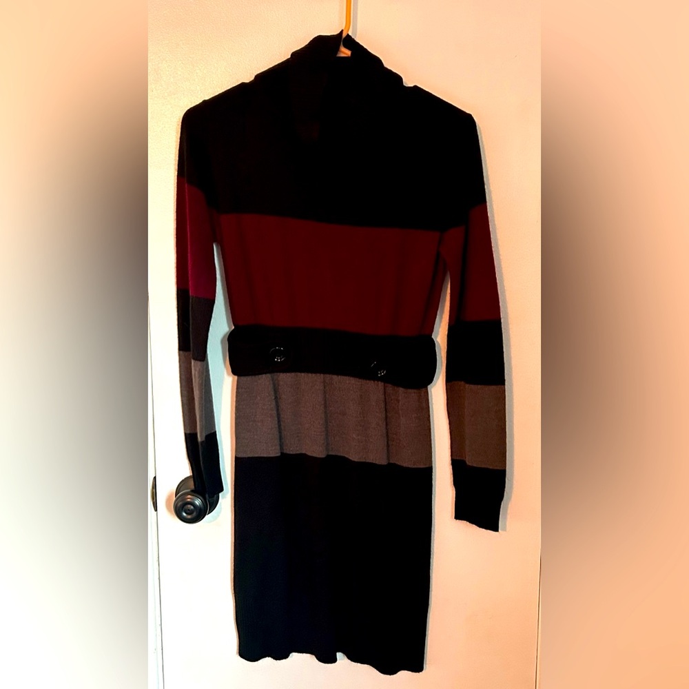 Long sleeve turtle neck sweater dress.